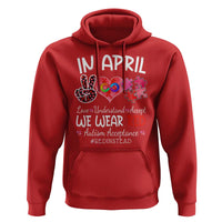Autism Awareness Acceptance Red Instead Hoodie In April We Wear Red Peace Love Puzzle