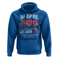 Autism Awareness Acceptance Red Instead Hoodie In April We Wear Red Peace Love Puzzle