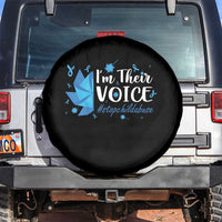 Child Abuse Prevention Awareness I'm Their Voice Spare Tire Cover Blue Pinwheels