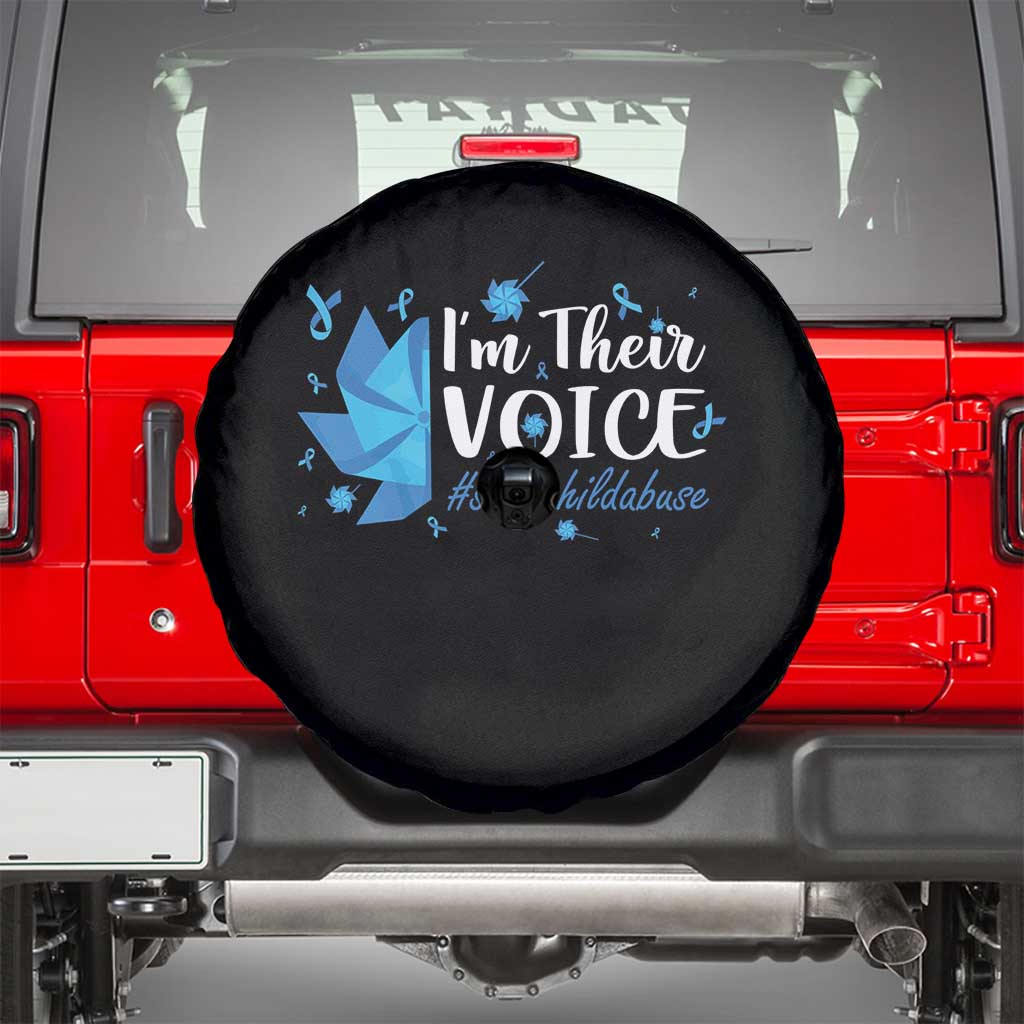 Child Abuse Prevention Awareness I'm Their Voice Spare Tire Cover Blue Pinwheels
