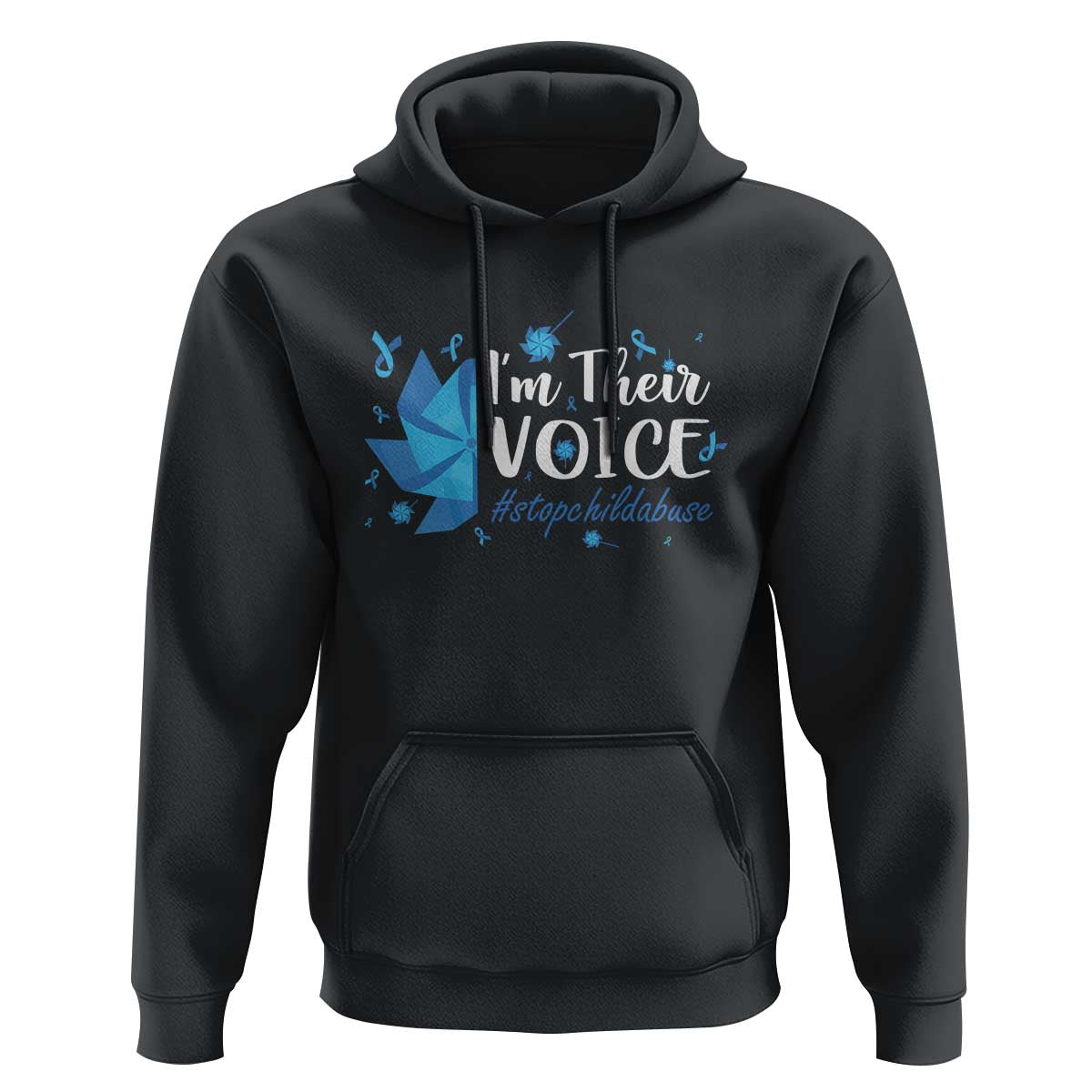 Child Abuse Prevention Awareness I'm Their Voice Hoodie Blue Pinwheels