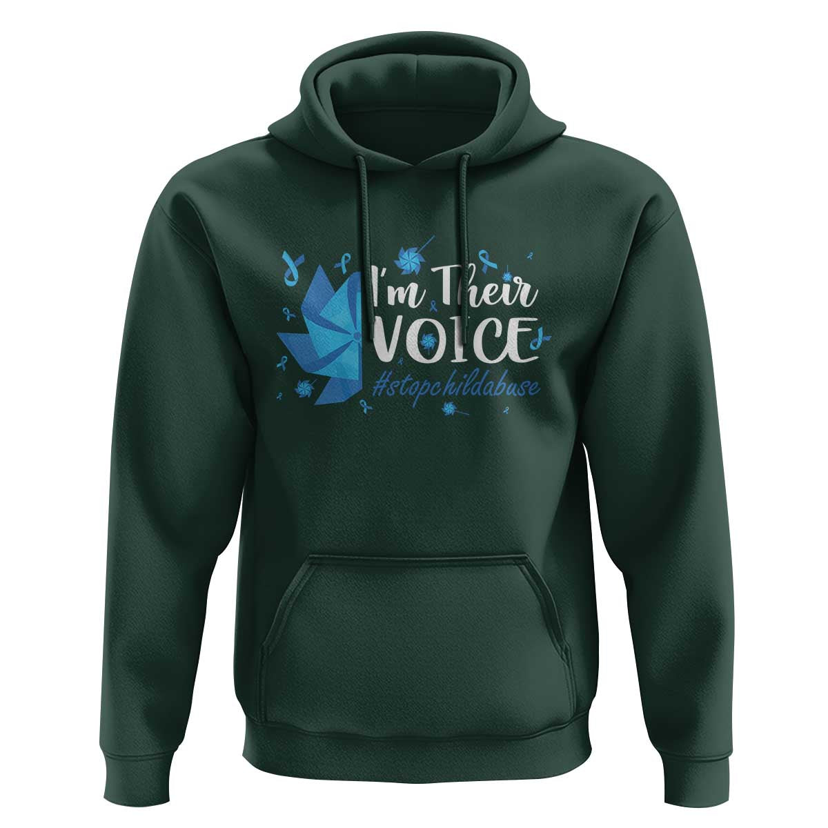 Child Abuse Prevention Awareness I'm Their Voice Hoodie Blue Pinwheels