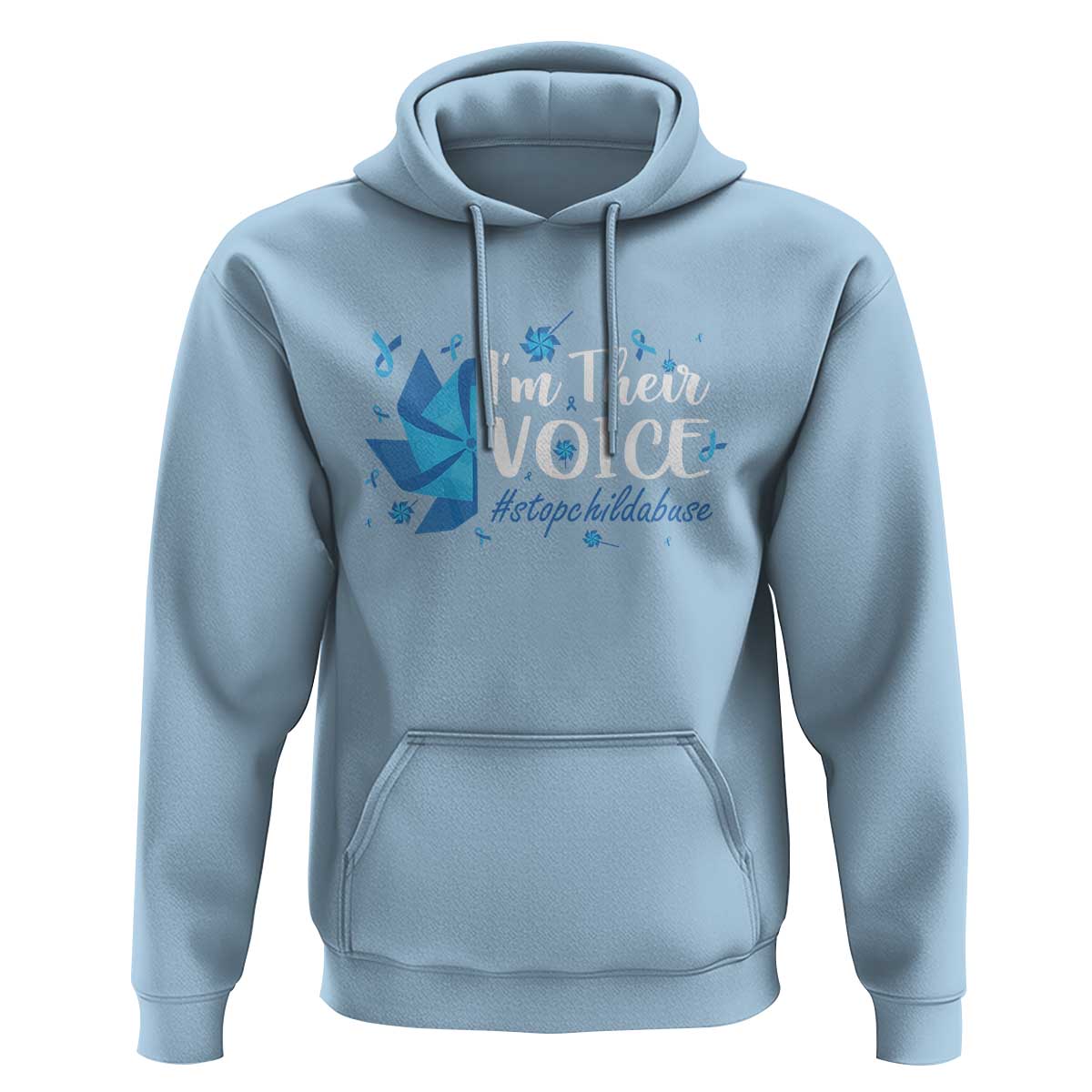 Child Abuse Prevention Awareness I'm Their Voice Hoodie Blue Pinwheels