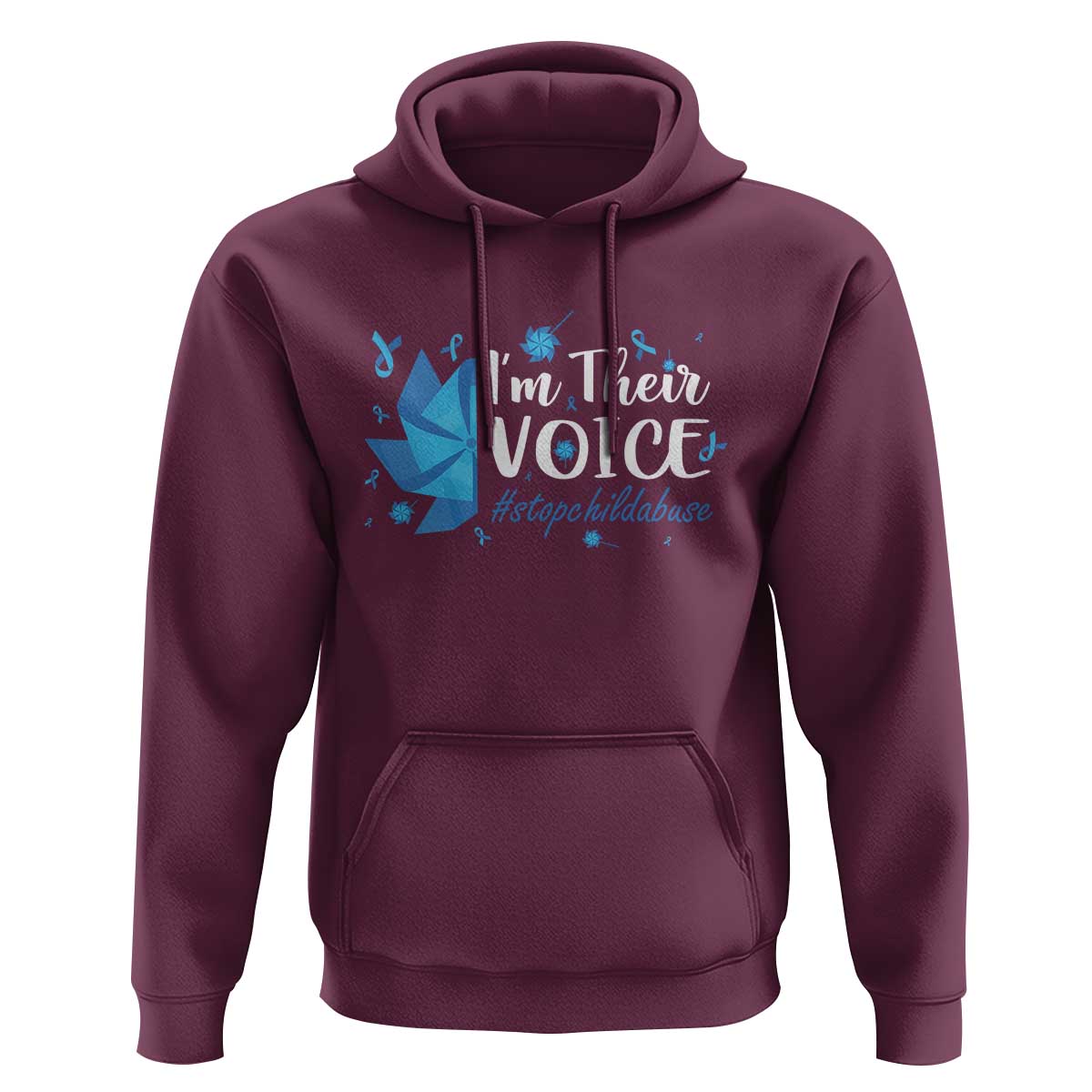Child Abuse Prevention Awareness I'm Their Voice Hoodie Blue Pinwheels