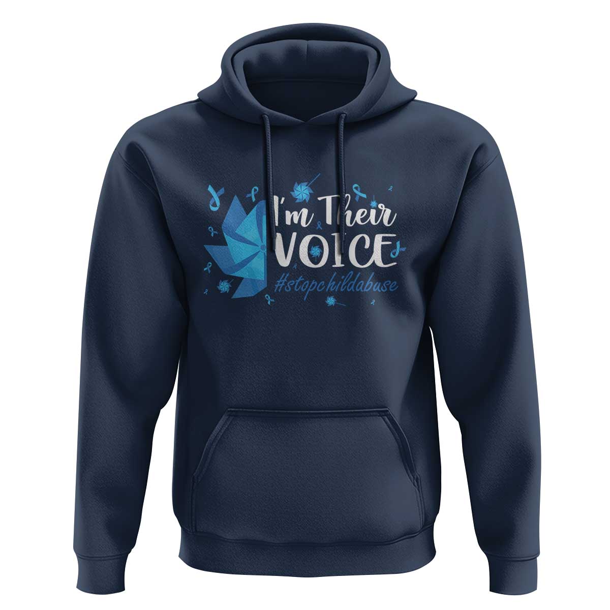 Child Abuse Prevention Awareness I'm Their Voice Hoodie Blue Pinwheels
