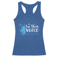 Child Abuse Prevention Awareness I'm Their Voice Racerback Tank Top Blue Pinwheels