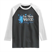 Child Abuse Prevention Awareness I'm Their Voice Raglan Shirt Blue Pinwheels