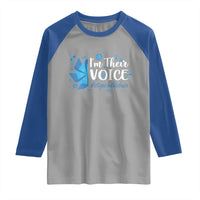 Child Abuse Prevention Awareness I'm Their Voice Raglan Shirt Blue Pinwheels