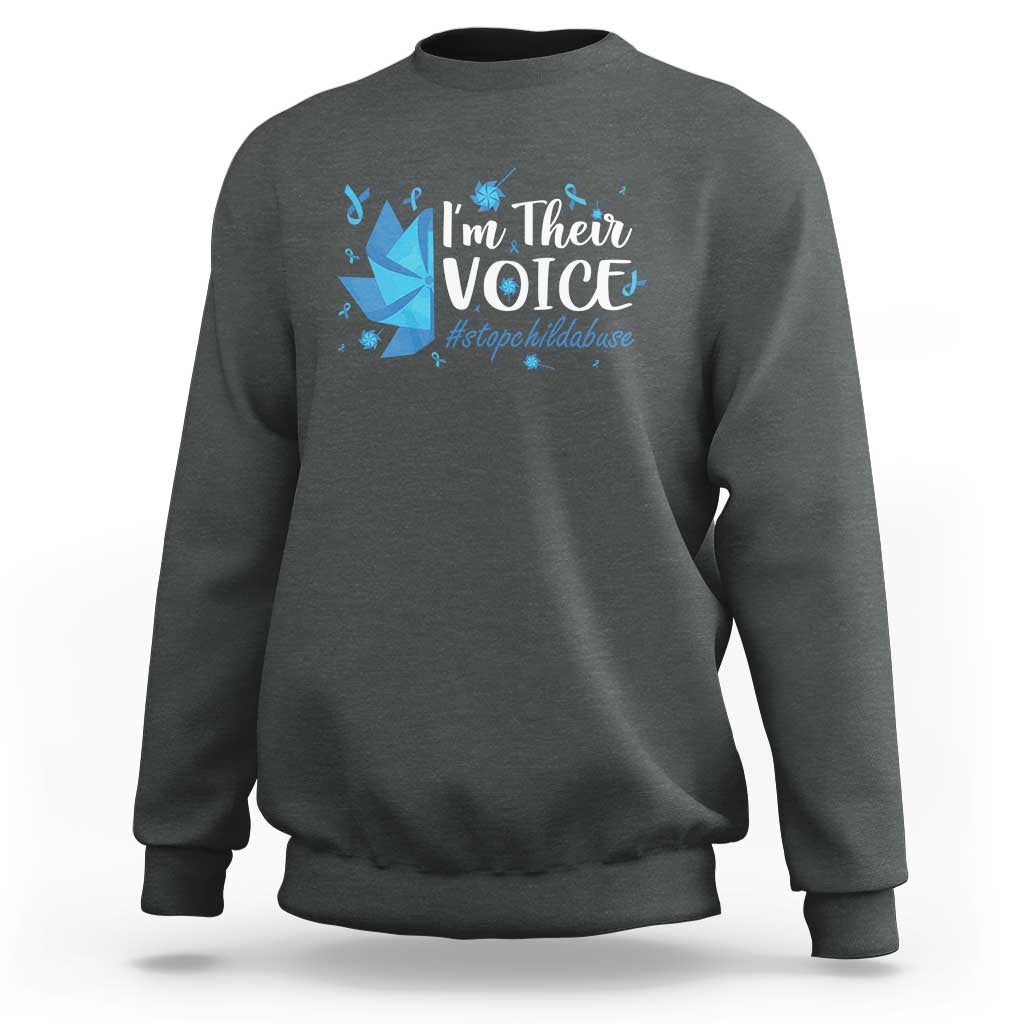 Child Abuse Prevention Awareness I'm Their Voice Sweatshirt Blue Pinwheels