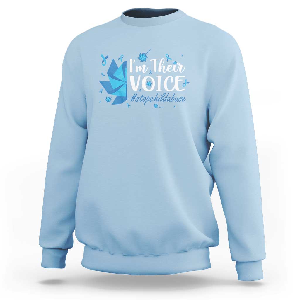 Child Abuse Prevention Awareness I'm Their Voice Sweatshirt Blue Pinwheels