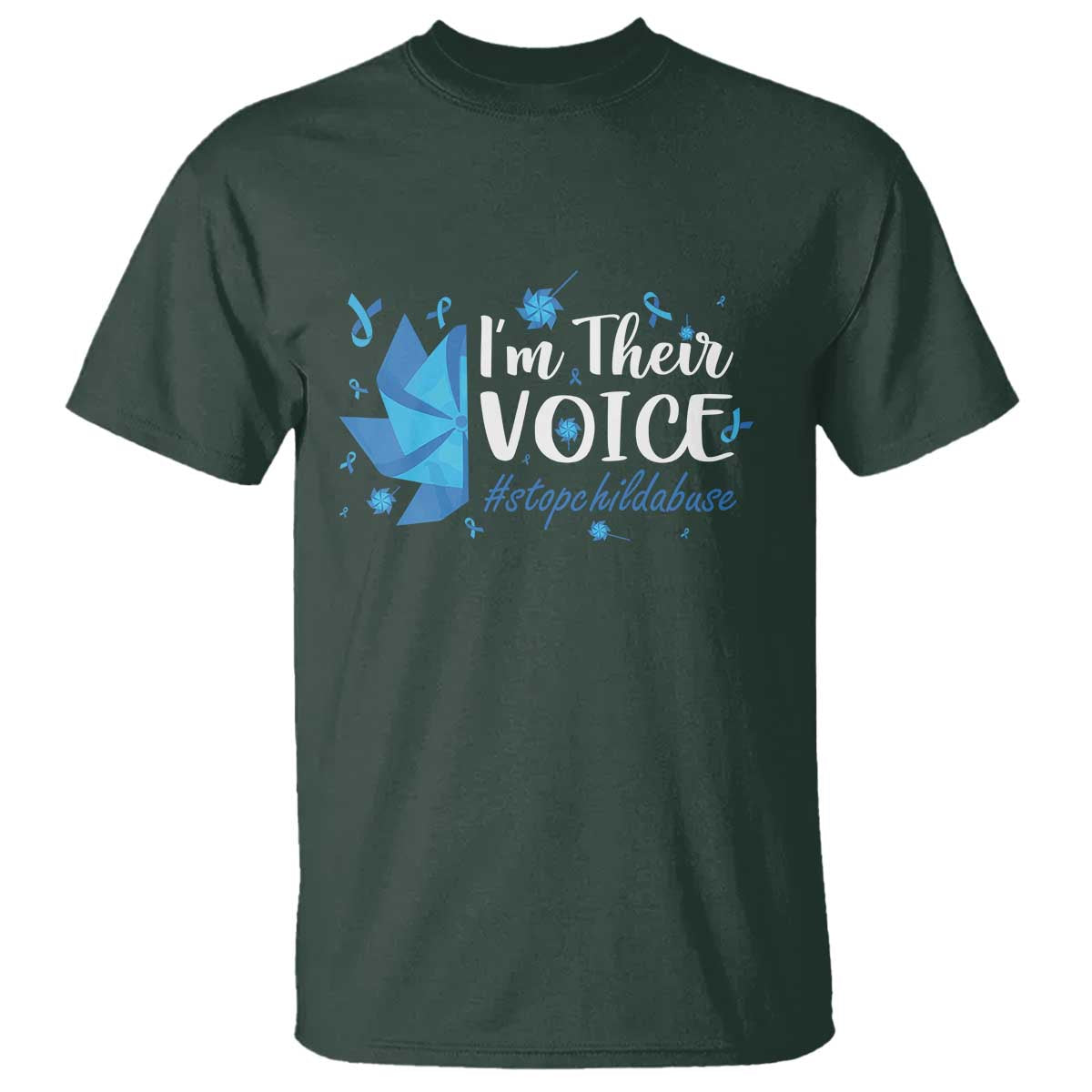 Child Abuse Prevention Awareness I'm Their Voice T Shirt Blue Pinwheels