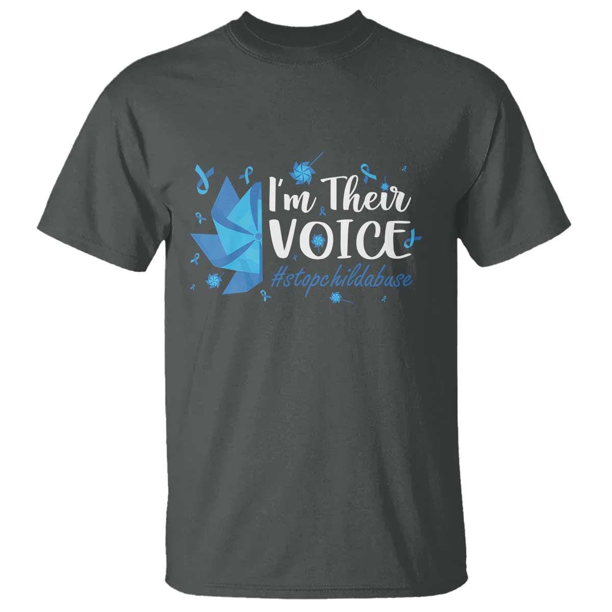 Child Abuse Prevention Awareness I'm Their Voice T Shirt Blue Pinwheels