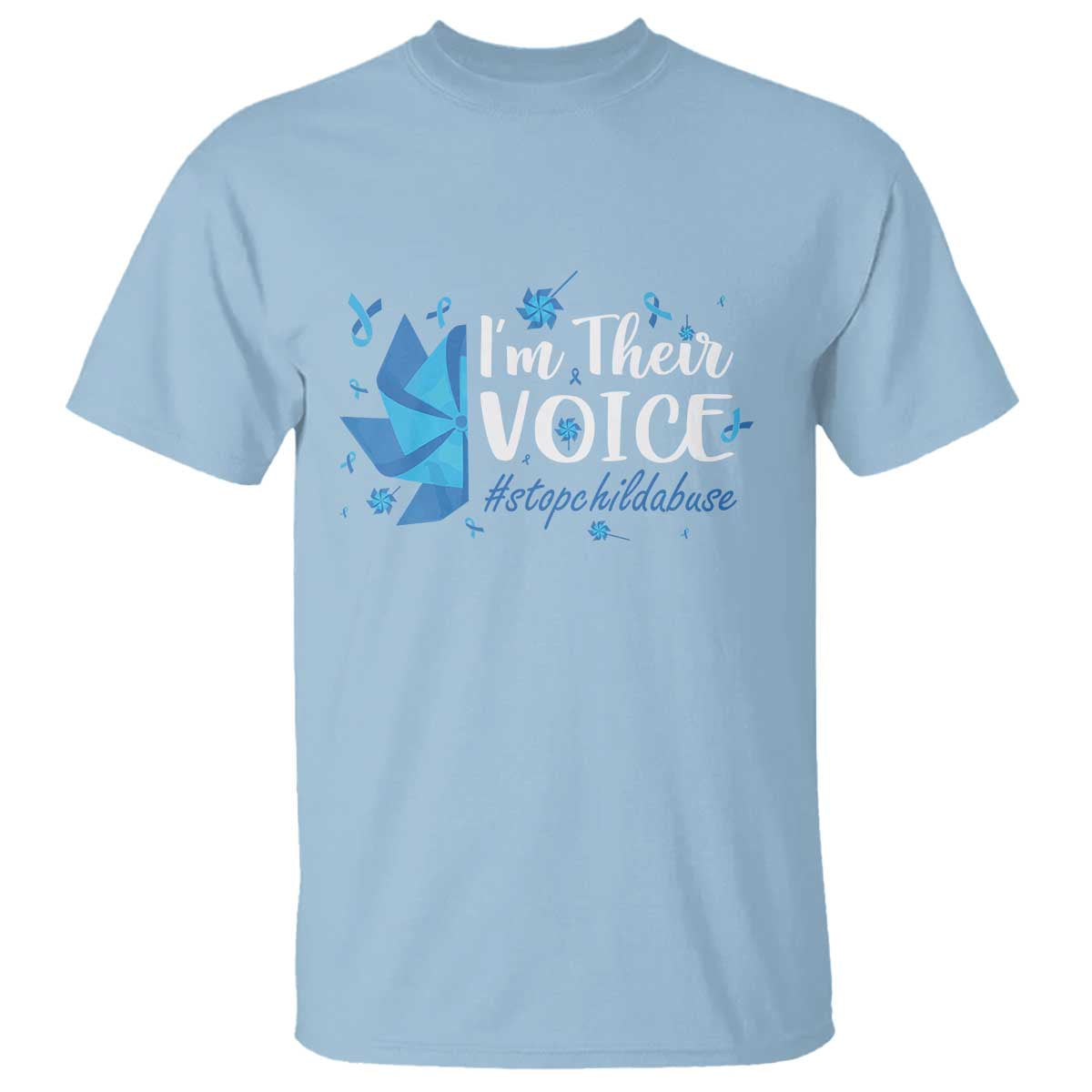 Child Abuse Prevention Awareness I'm Their Voice T Shirt Blue Pinwheels