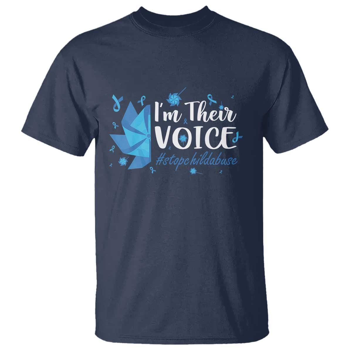Child Abuse Prevention Awareness I'm Their Voice T Shirt Blue Pinwheels