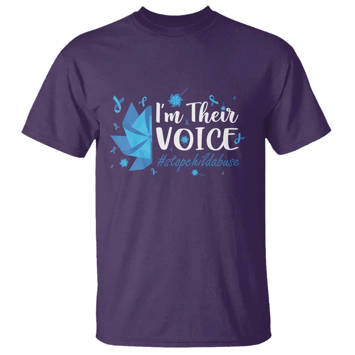 Child Abuse Prevention Awareness I'm Their Voice T Shirt Blue Pinwheels