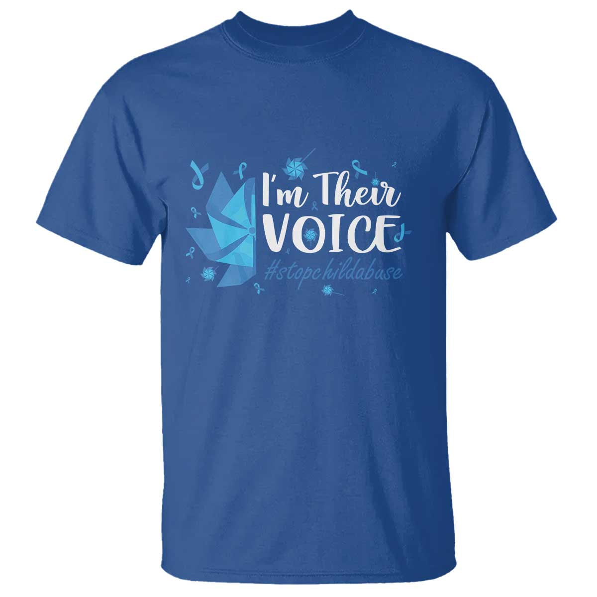Child Abuse Prevention Awareness I'm Their Voice T Shirt Blue Pinwheels