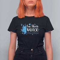 Child Abuse Prevention Awareness I'm Their Voice T Shirt For Women Blue Pinwheels
