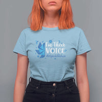 Child Abuse Prevention Awareness I'm Their Voice T Shirt For Women Blue Pinwheels
