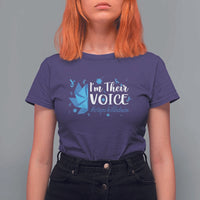 Child Abuse Prevention Awareness I'm Their Voice T Shirt For Women Blue Pinwheels