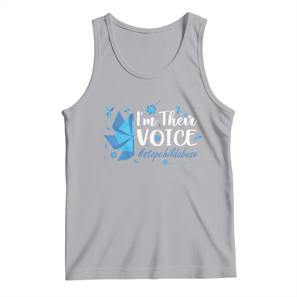 Child Abuse Prevention Awareness I'm Their Voice Tank Top Blue Pinwheels