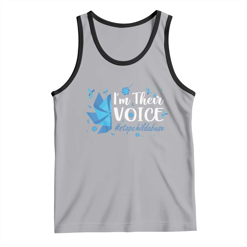 Child Abuse Prevention Awareness I'm Their Voice Tank Top Blue Pinwheels