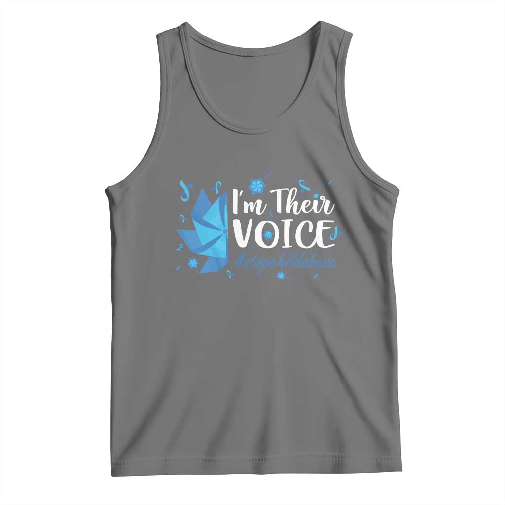 Child Abuse Prevention Awareness I'm Their Voice Tank Top Blue Pinwheels