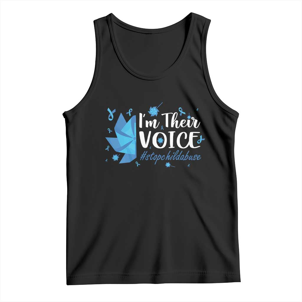 Child Abuse Prevention Awareness I'm Their Voice Tank Top Blue Pinwheels