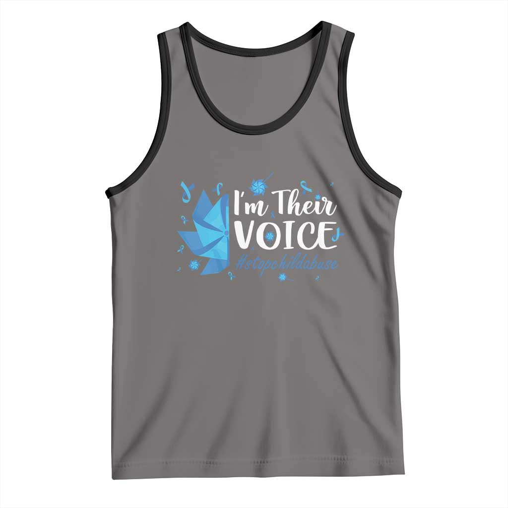 Child Abuse Prevention Awareness I'm Their Voice Tank Top Blue Pinwheels