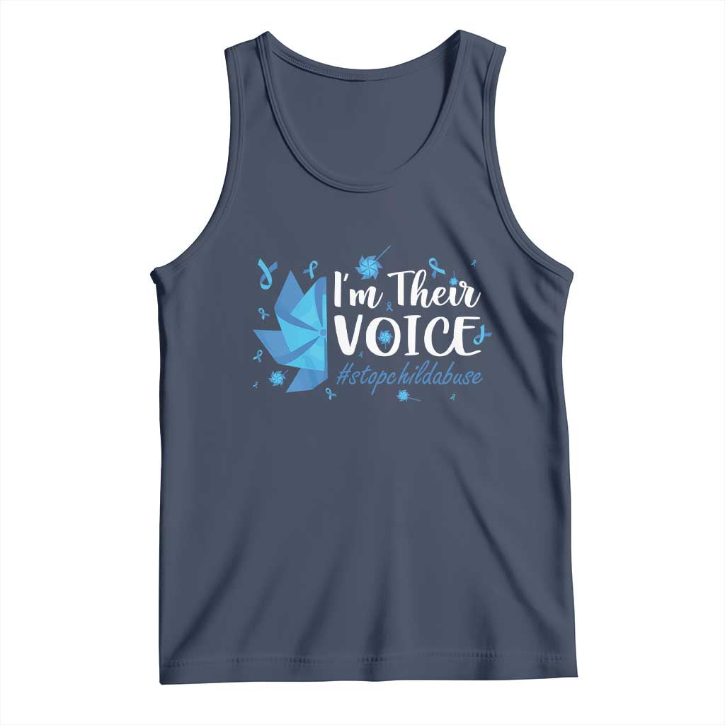 Child Abuse Prevention Awareness I'm Their Voice Tank Top Blue Pinwheels
