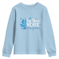 Child Abuse Prevention Awareness I'm Their Voice Youth Sweatshirt Blue Pinwheels