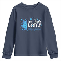 Child Abuse Prevention Awareness I'm Their Voice Youth Sweatshirt Blue Pinwheels