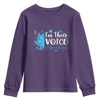 Child Abuse Prevention Awareness I'm Their Voice Youth Sweatshirt Blue Pinwheels