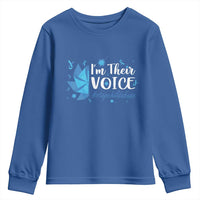 Child Abuse Prevention Awareness I'm Their Voice Youth Sweatshirt Blue Pinwheels