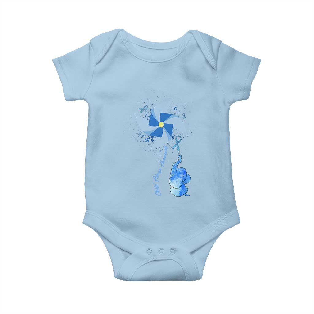 Child Abuse Prevention Awareness Baby Onesie Pinwheel Elephant