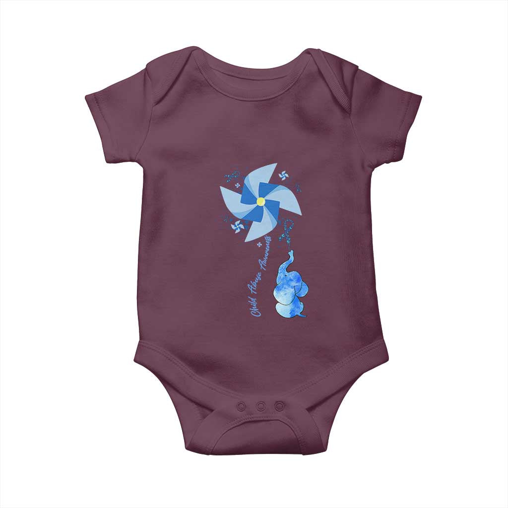 Child Abuse Prevention Awareness Baby Onesie Pinwheel Elephant