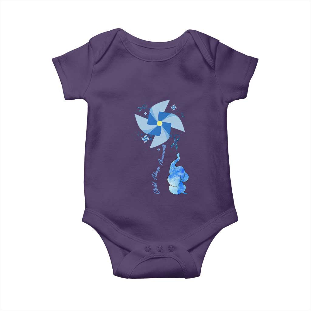 Child Abuse Prevention Awareness Baby Onesie Pinwheel Elephant