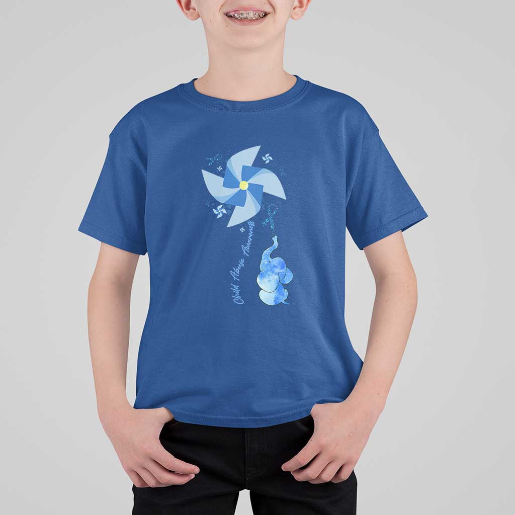 Child Abuse Prevention Awareness T Shirt For Kid Pinwheel Elephant
