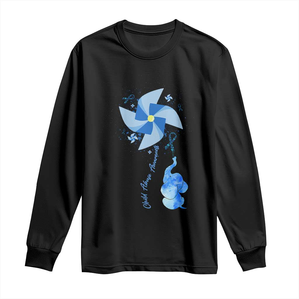 Child Abuse Prevention Awareness Long Sleeve Shirt Pinwheel Elephant