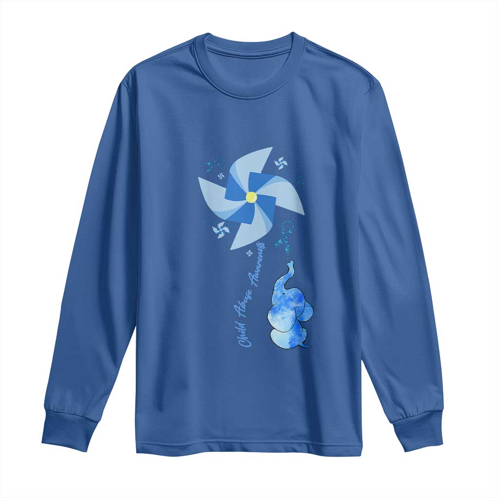 Child Abuse Prevention Awareness Long Sleeve Shirt Pinwheel Elephant