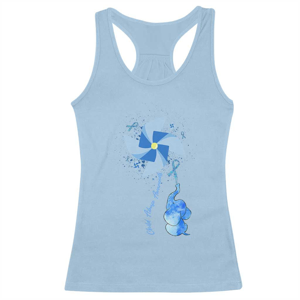 Child Abuse Prevention Awareness Racerback Tank Top Pinwheel Elephant