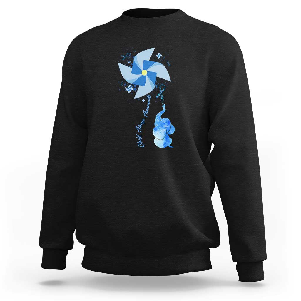 Child Abuse Prevention Awareness Sweatshirt Pinwheel Elephant