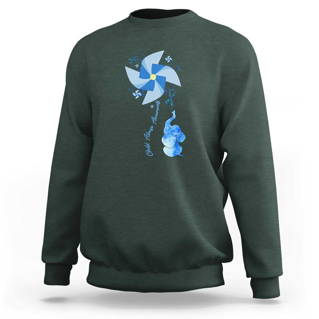 Child Abuse Prevention Awareness Sweatshirt Pinwheel Elephant