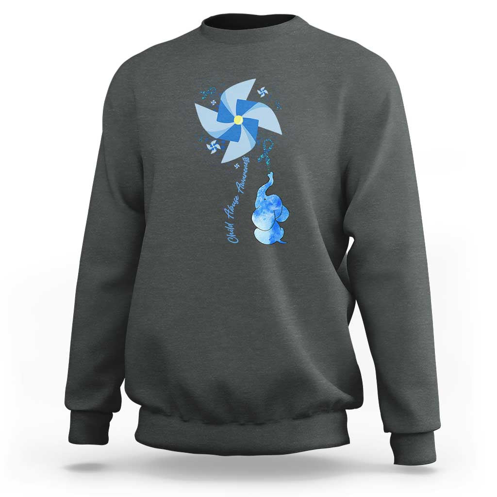 Child Abuse Prevention Awareness Sweatshirt Pinwheel Elephant
