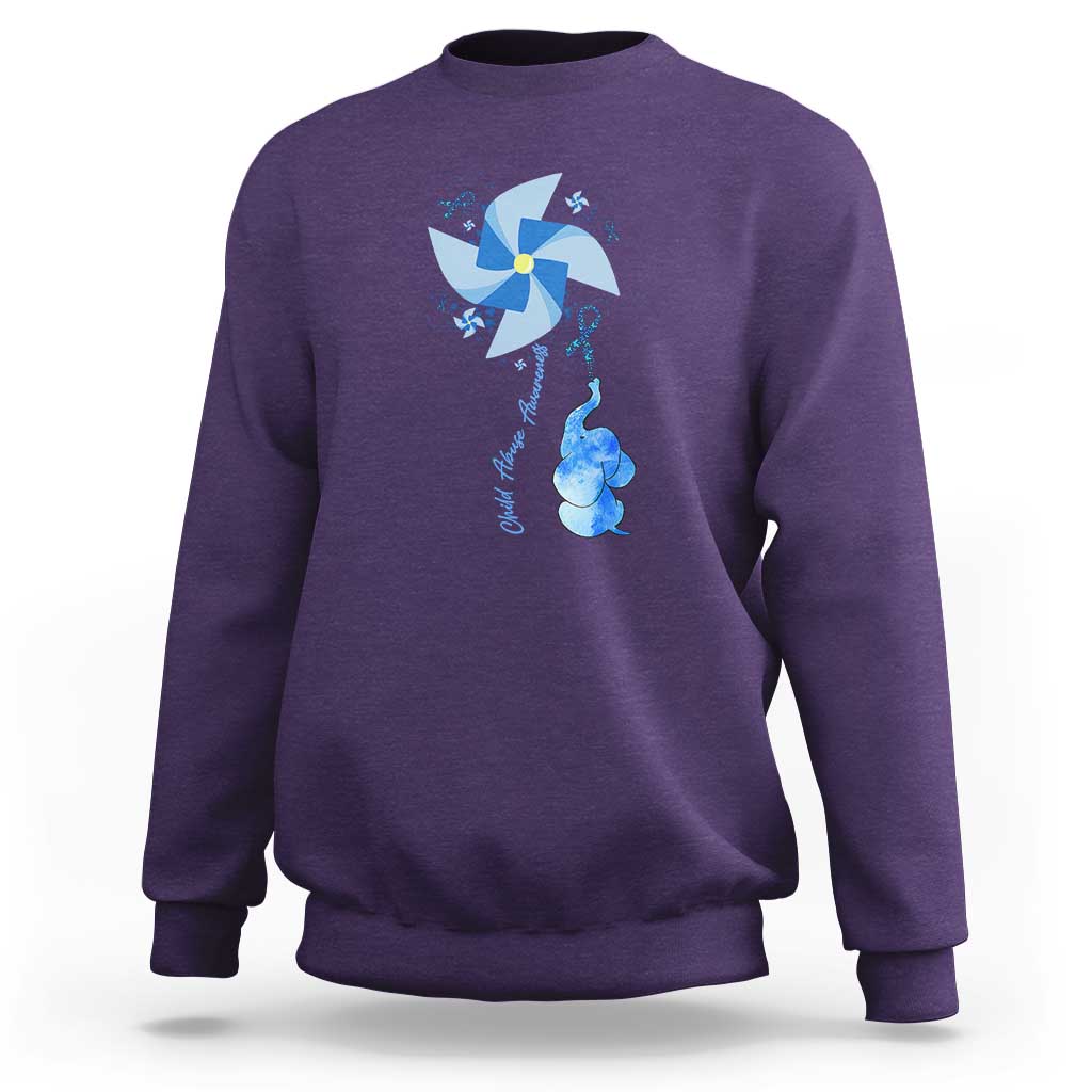 Child Abuse Prevention Awareness Sweatshirt Pinwheel Elephant