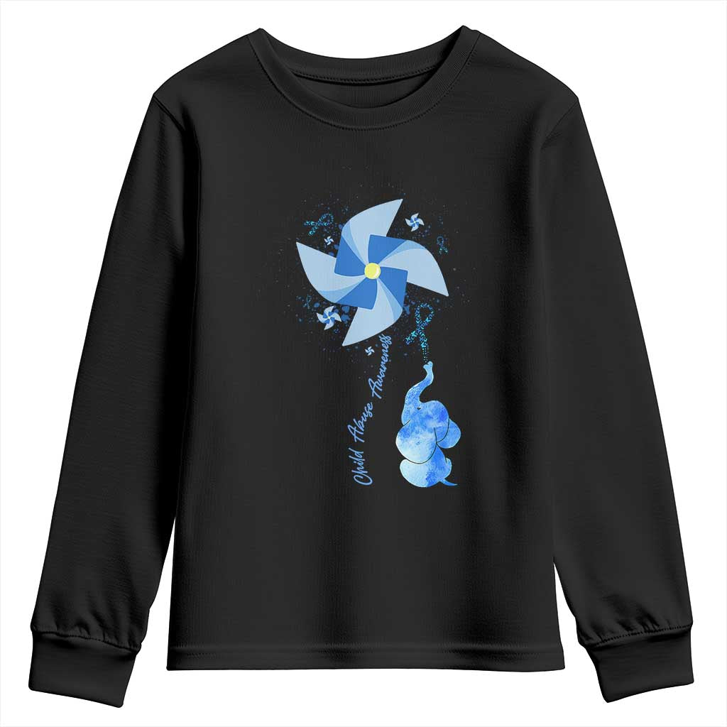 Child Abuse Prevention Awareness Youth Sweatshirt Pinwheel Elephant