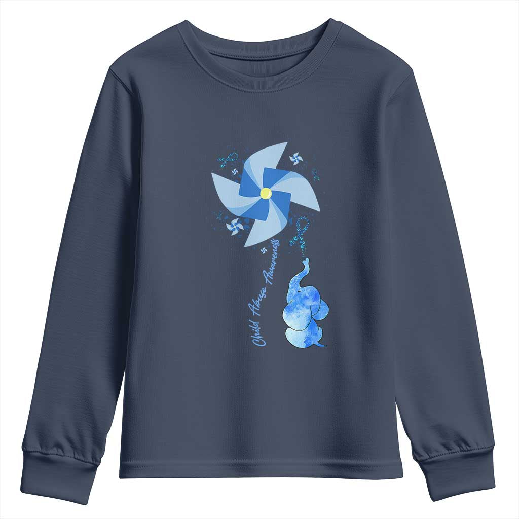 Child Abuse Prevention Awareness Youth Sweatshirt Pinwheel Elephant