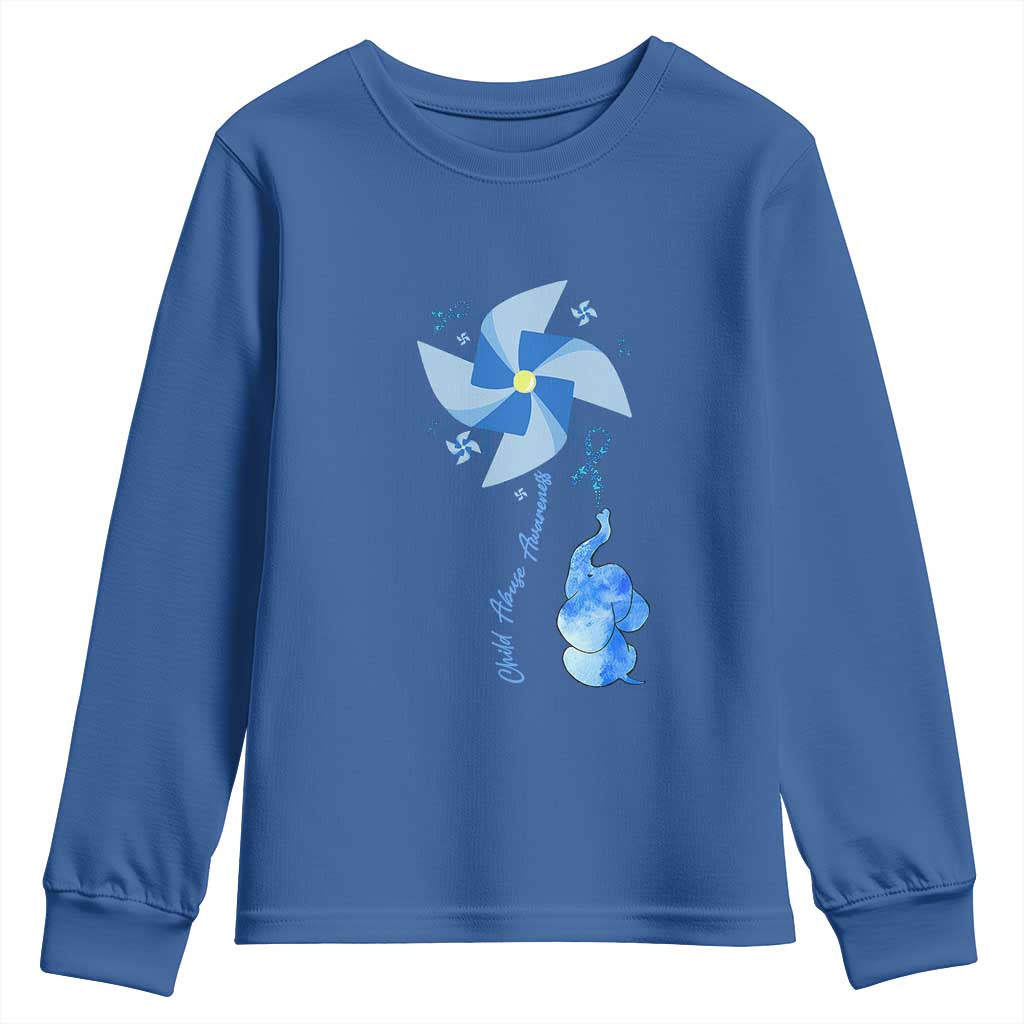 Child Abuse Prevention Awareness Youth Sweatshirt Pinwheel Elephant