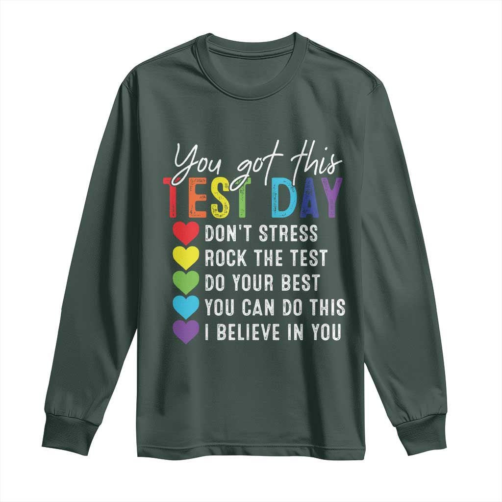 Funny Test Day Long Sleeve Shirt You Got This Don't Stress Rock The Test