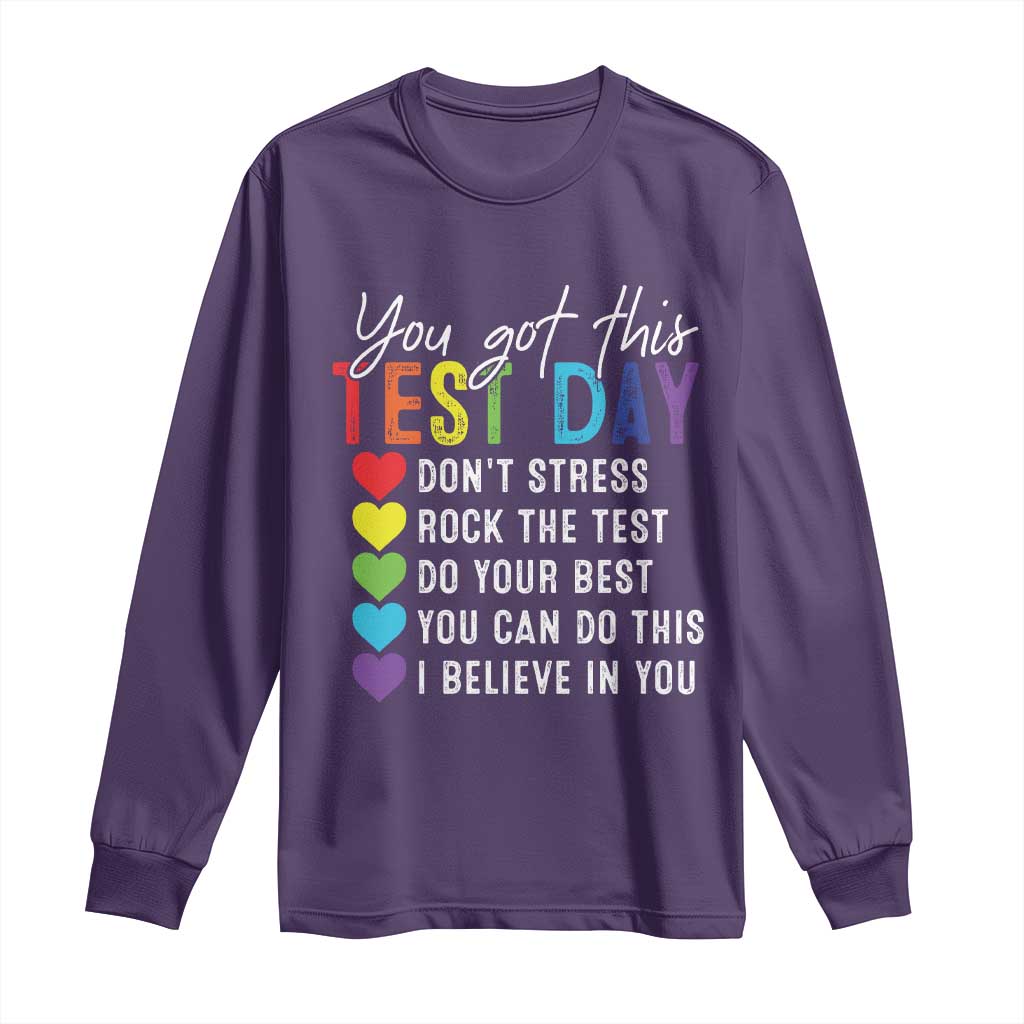 Funny Test Day Long Sleeve Shirt You Got This Don't Stress Rock The Test