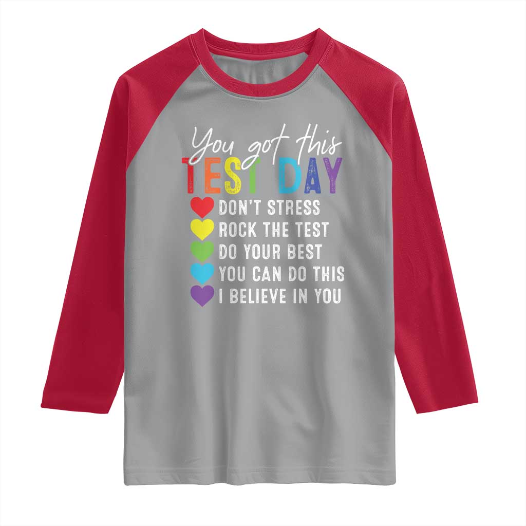 Funny Test Day Raglan Shirt You Got This Don't Stress Rock The Test